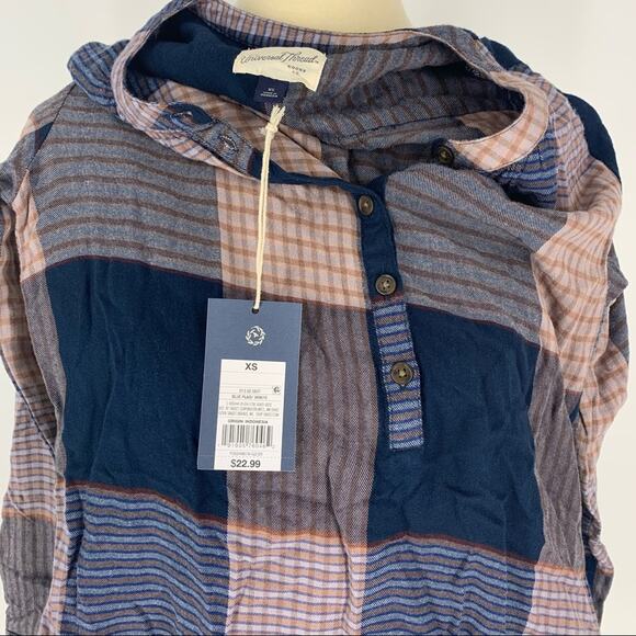 Universal Thread Blue Plaid V-Neck Blouse Pullover Women's Size XS NWT - Picture 5 of 6